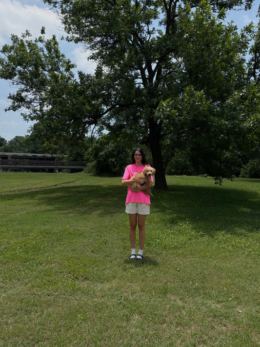 BOX LOGO TEE: NEON PINK