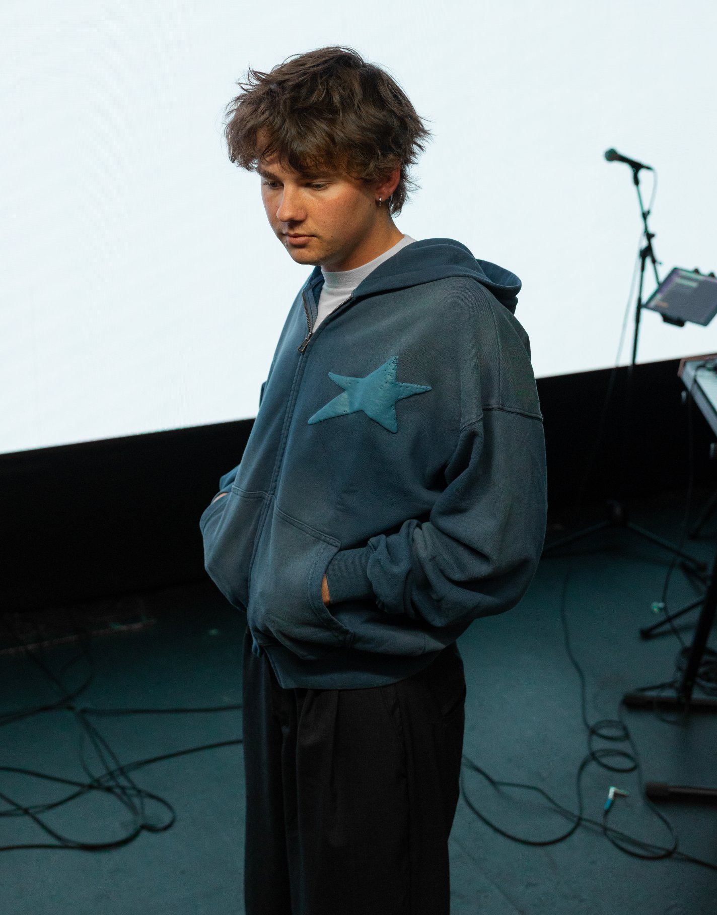 Star Zip Hoodie: Washed Blue
