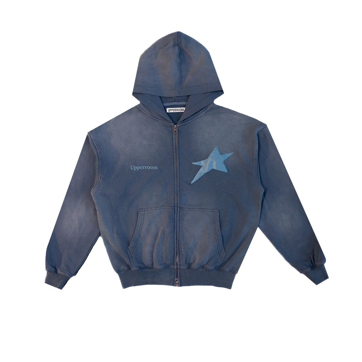 Star Zip Hoodie: Washed Blue