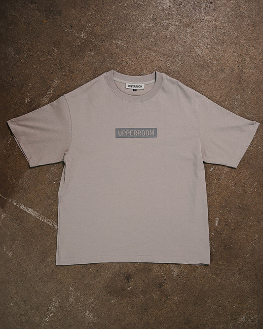 Box Logo Tee: Light Grey